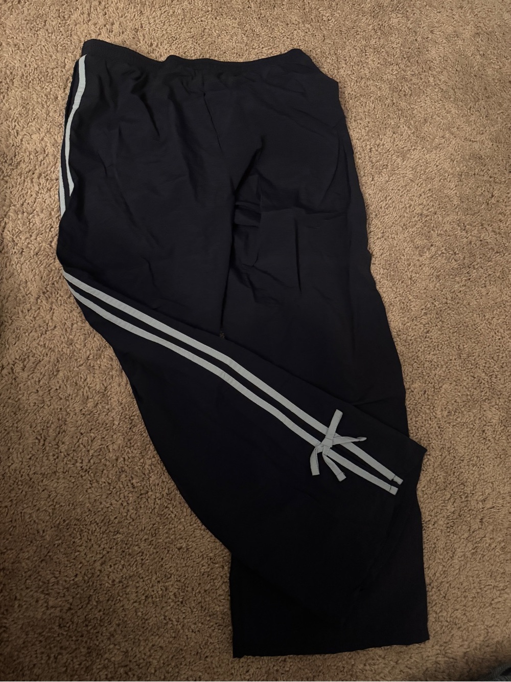 Navy blue Athletic Track Pants with Light blue Side Stripes